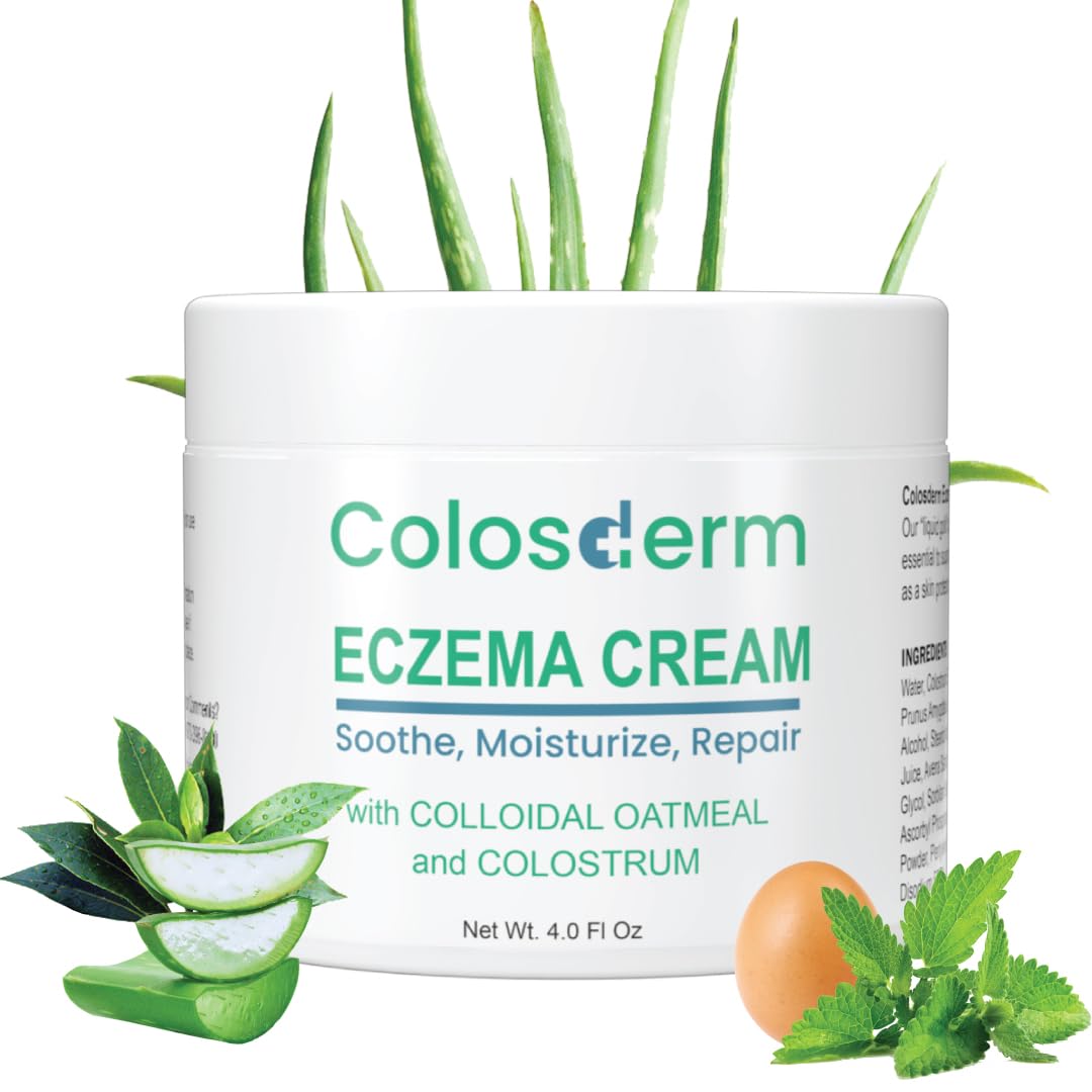 Eczema Cream for Kids & Adults, Daily Moisturizing Body Lotion for Sensitive Skin, Soothing Eczema Treatment Relief, Colloidal Oatmeal & Colostrum for Dry & Itchy Skin, Steroid- & Fragrance-Free, 4 oz