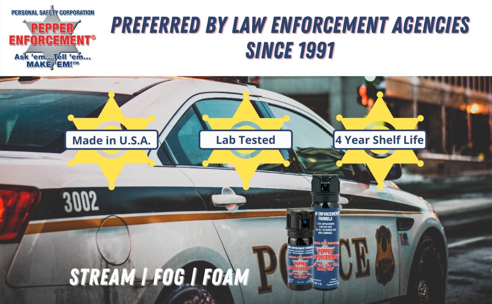 Pepper Enforcement Splatter Stream Pepper Spray, 2 oz. Flip Top - Maximum Strength 10% OC Formula - Emergency Self Defense Personal Protection & Safety (1-Pack Stream Pepper Spray)