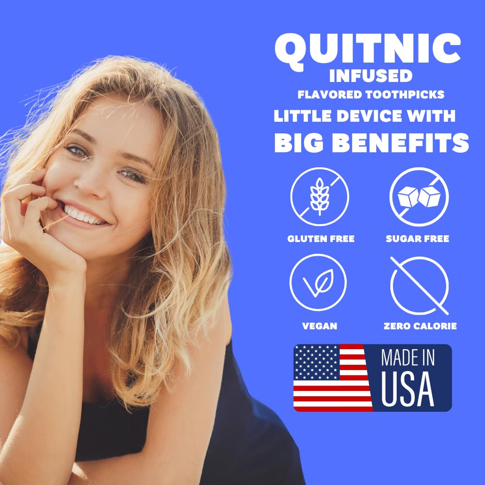 Quit-NIC Infused Flavored Toothpicks - Nicotine Free, Non-GMO Kosher Vegan Variety Pack, 20 Count (Pack of 5) - Flavored Toothpicks for Adults to Help Quit Smoking and Quit-NIC