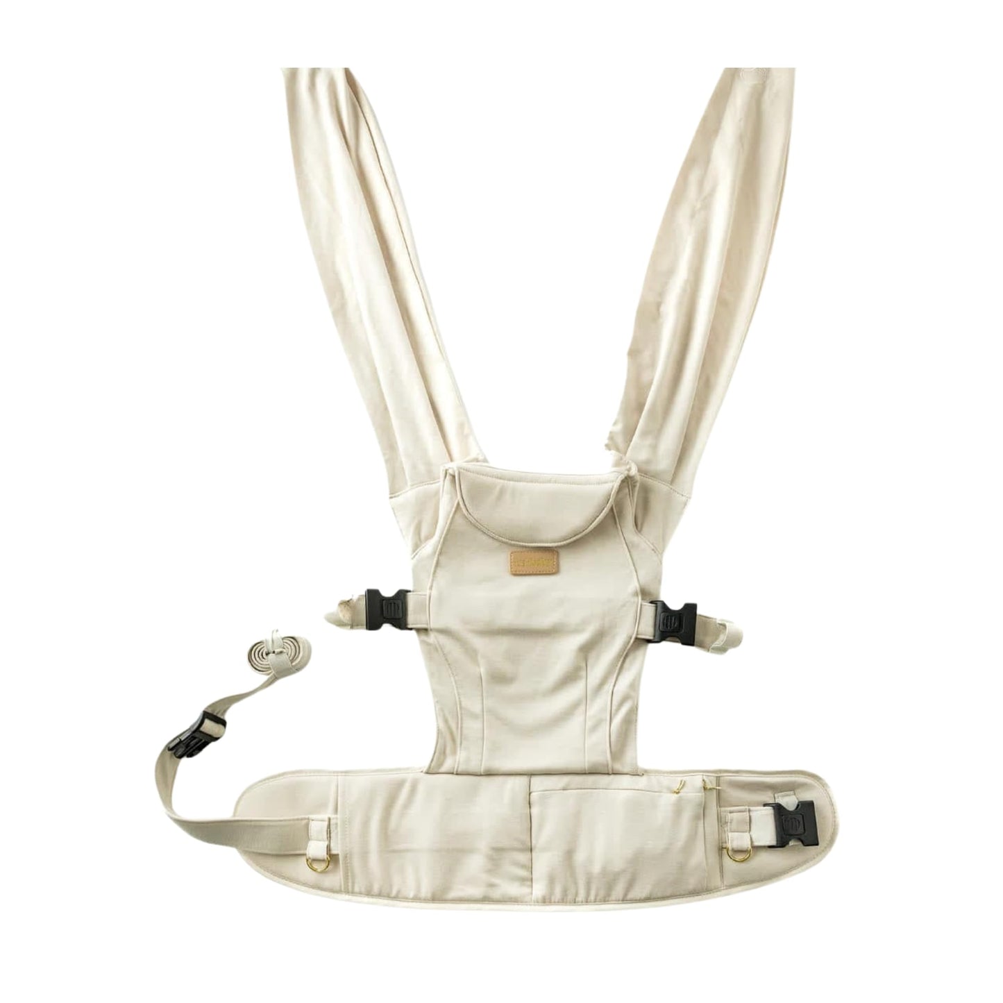 Tushbaby Pearl Newborn Carrier – Ergonomic Wrap for Newborns 8-20 lbs – Hands-Free Baby Carrier with Storage, Bottle Holder & Wipe Attachment – Soft, Breathable Fabric & Adjustable Fit - Cream