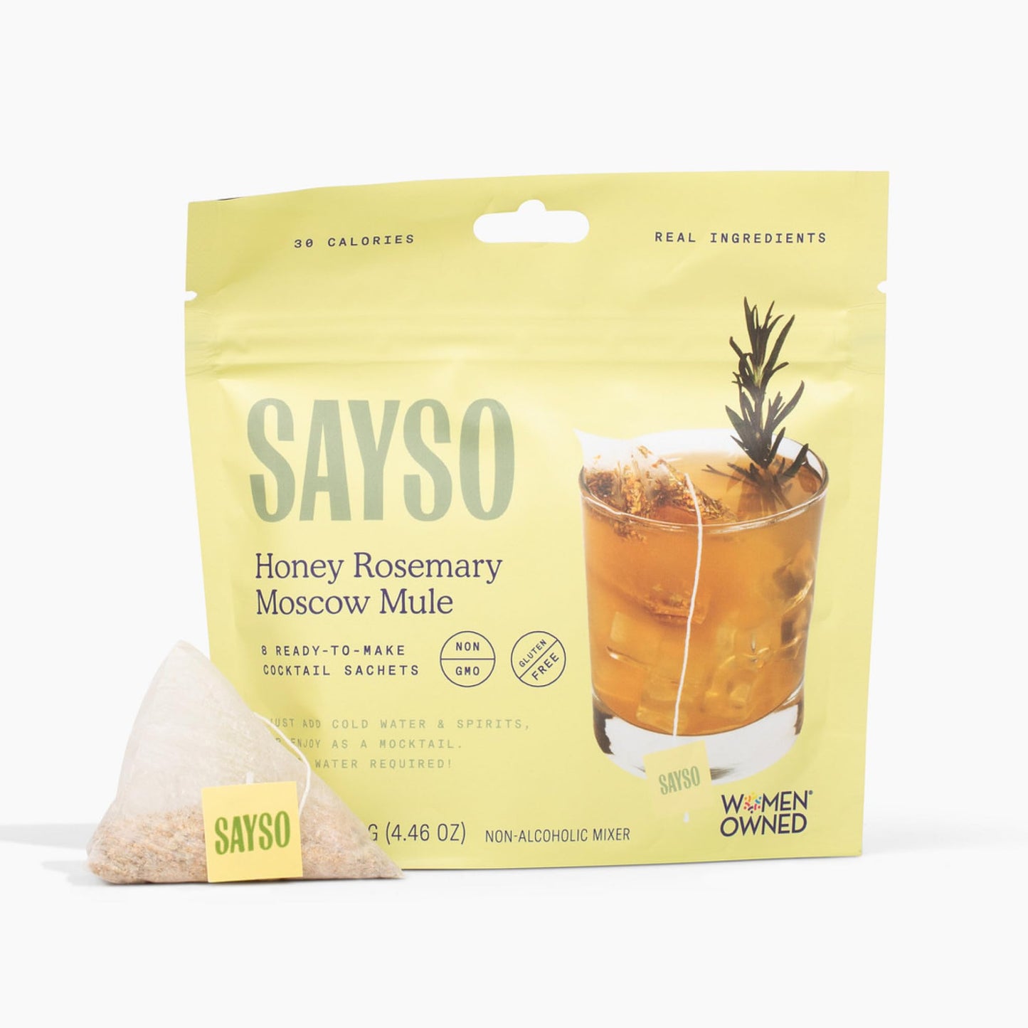 SAYSO Honey Rosemary Moscow Mule | The Original Craft Cocktail Tea Bag Mixer (Steep in Vodka & Cold Water, Enjoy in 1 Min) or Skip the Spirit for Mocktail | Organic, Certified Gluten-free & Non-GMO, 8 Count