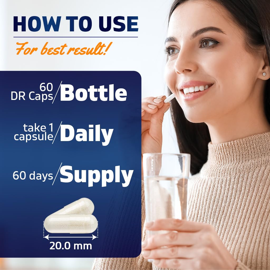 Vitamatic Bifidobacterium Longum 6 Billion CFU per DR Capsule - 60 Count - Promotes Intestinal Health - Made with Prebiotic Inulin Fiber