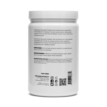 Gentlemen Republic Oceano Men's Hair Gel 32oz W/Pump - Strong Touchable Hold and High Shine Styling Gel for Hair, 100% Alcohol-Free Professional Formula with Fresh Scent, Mens Hair Product Made in USA