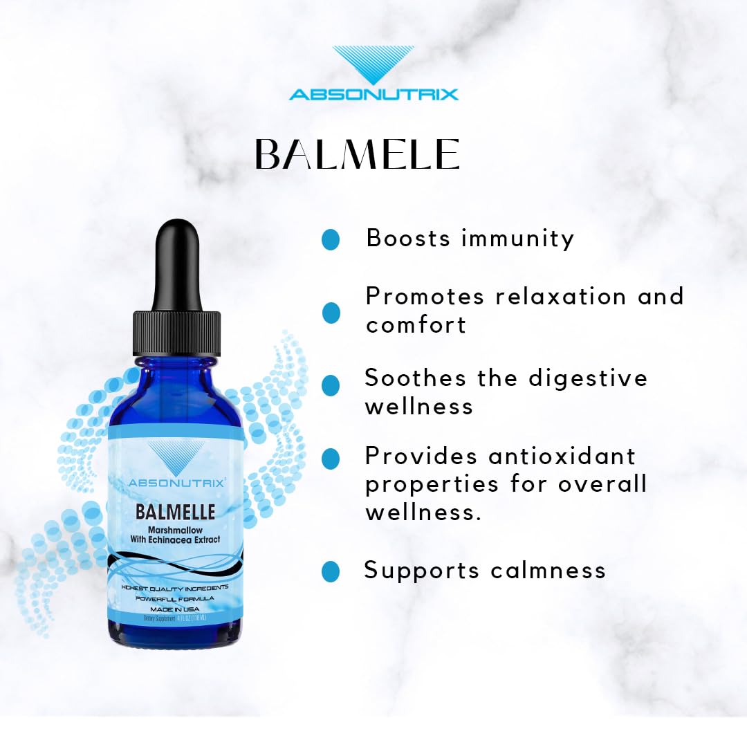 Absonutrix Balmele, 390 mg, 4 FL OZ Liquid, 302 Servings, Made in USA, Plant-Based Ingredients, Echinacea, Marshmallow Root, Gluten-Free, Non-GMO