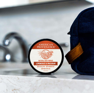 American Provenance Premium Natural Hair Pomade for Women and Men with Shea Butter, Jojoba Oil, Argan Oil - Grooming Balm that Conditions and Styles Hair | Lemongrass and Marjoram 2 oz (Pack of 1)