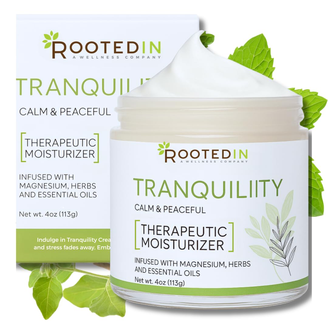 Tranquility Calm Magnesium Cream with Ashwagandha & Essential Oils, 11000mg Topical Magnesium Lotion for Feet, Non Greasy Night Time Body Butter, Relaxation & Muscle Relief, Safe for Kids 4 oz