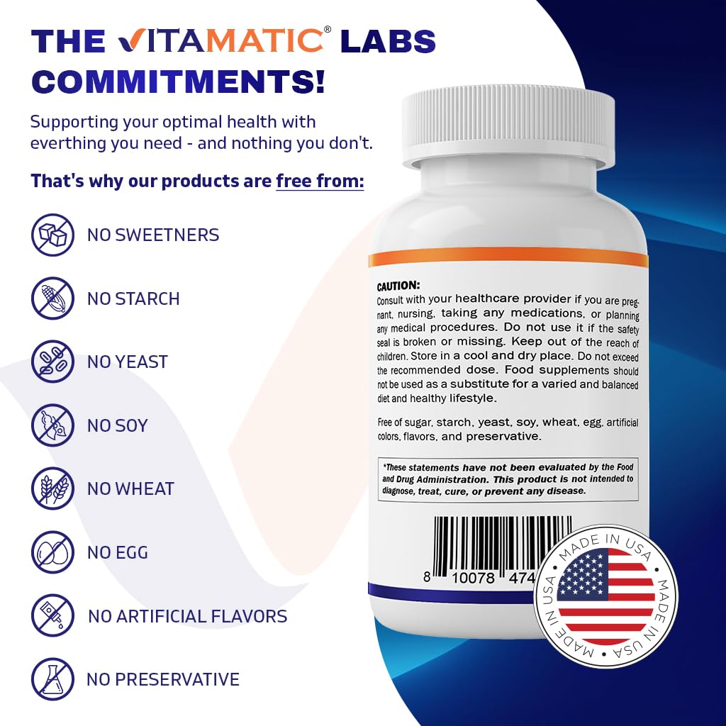 Vitamatic Caffeine Pills 200mg per Serving, 250 Vegetarian Tablets