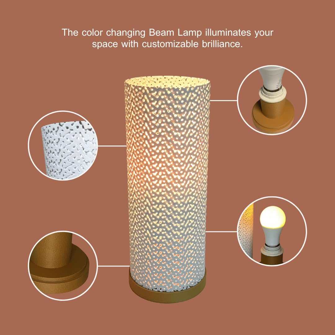 Surface Beam Lamp | Innovative Lamp for Night Stands, End Tables, & Coffee Tables | Ambient Color Changing Lighting | Made in USA (Surface, White)