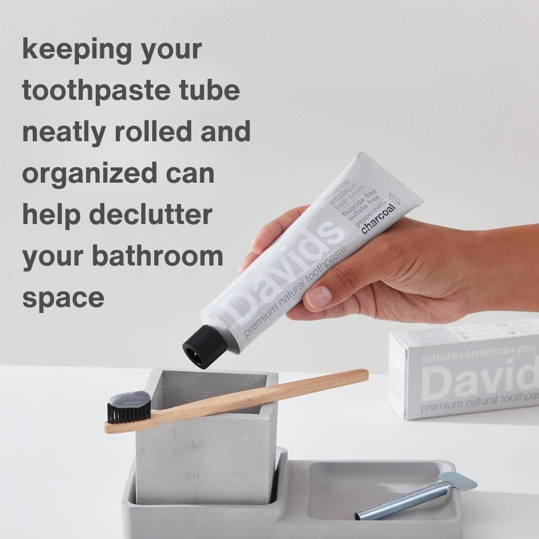 Davids Toothpaste Tube Squeezer, Dispenser Tube Roller, Metal Tube Key, Dispenser Wringer Tools, Recyclable Metal, Made in USA (3 Pack)