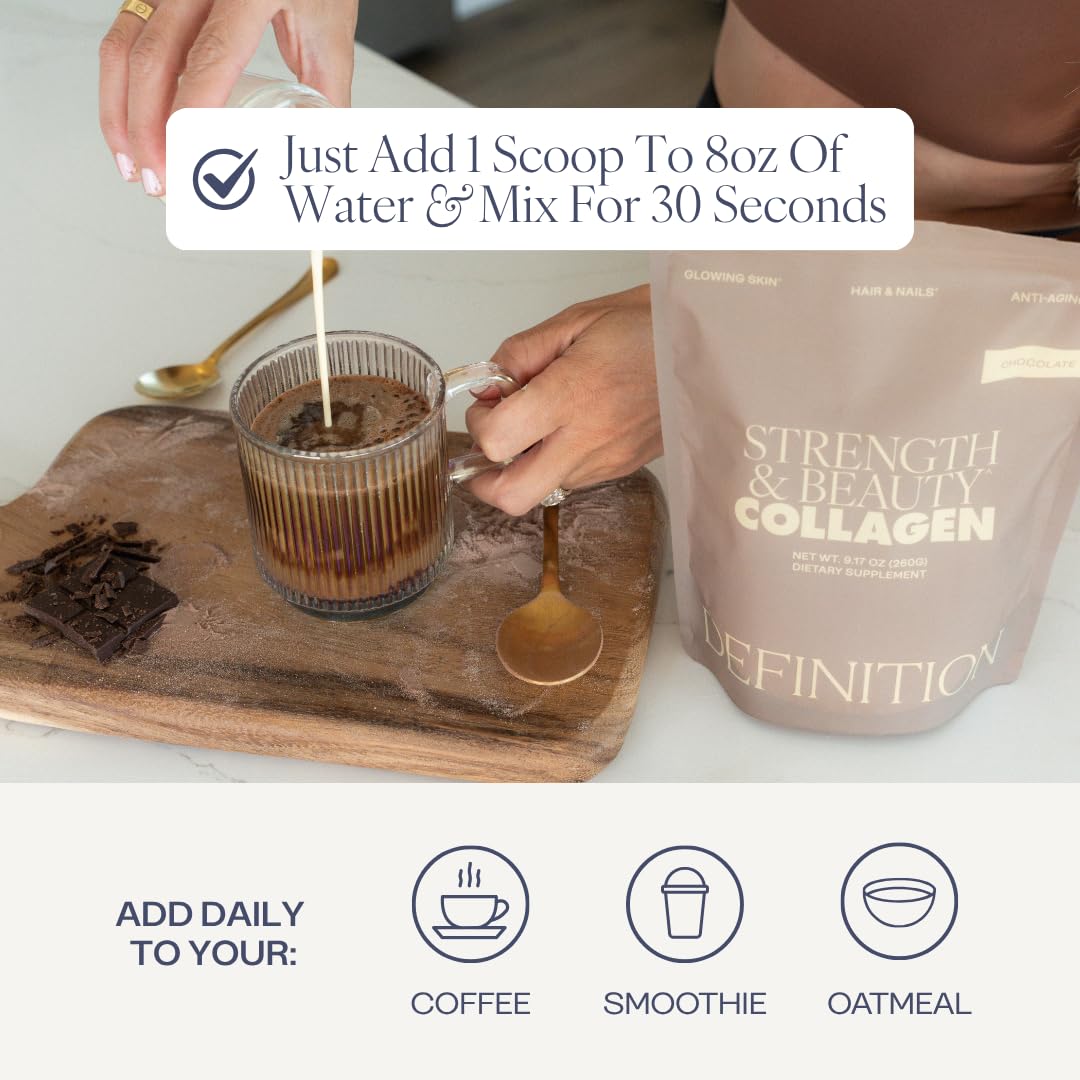 Collagen Powder for Women, Beauty Blend with Vitamin C, Biotin & Hyaluronic Acid, Supports Hair, Skin & Nails, 20 Servings, Grass-Fed Bovine, Chocolate