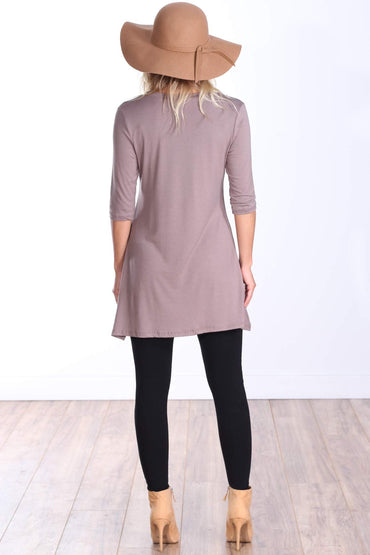 Popana Womens 3/4 Sleeve Tunic Top With Pockets for Leggings Made In USA