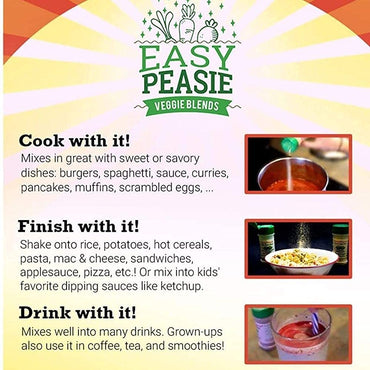 Easy Peasie Vegetable Powder Blend for Kids and Picky Eaters, Non-GMO Dried Ground Veggie Sprinkles | Peas, Carrots, Sweet Potatoes (Natural, 2oz)