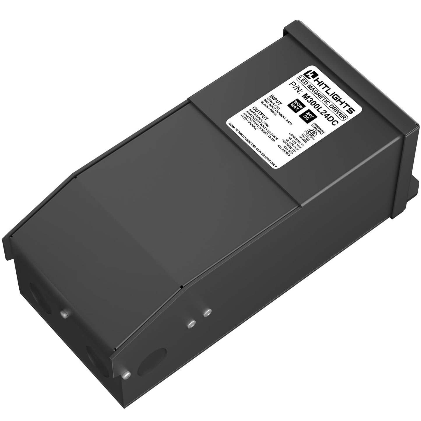 HitLights 300 Watt Dimmable Driver, Magnetic LED Driver - 110V AC-24V DC Transformer. Made in The USA. Compatible with Leviton for LED Strip Lights, Constant Voltage LED Products