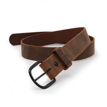 Main Street Forge Bootlegger Leather Belt | Made in USA | Brown with Black Buckle - 40