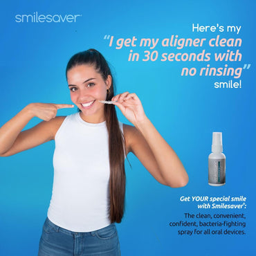 Smilesaver Retainer Cleaner Spray – Invisalign, Mouth Guard, and Denture Cleaner – Quick Oral Care for Aligner & Retainer Hygiene – Natural, Portable & Minty Fresh Oral Care Products (1oz) (Pack of 6)