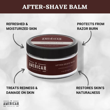 American Shaving Co. After Shave Balm for Smooth (Sandalwood Scent), Soothes and Moisturizes Face After Shaving, Treats Redness & Razor Burn, Post Shave Lotion 4 Oz