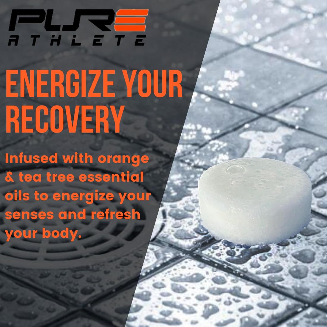 Pure Energizing Sport Shower Steamers - Natural Orange and Tea Tree Essential Oils, Made in USA, Energy Boost for Athletes, Best Relaxing Birthday Gift Set for Stress Relief, Recovery and Self Care