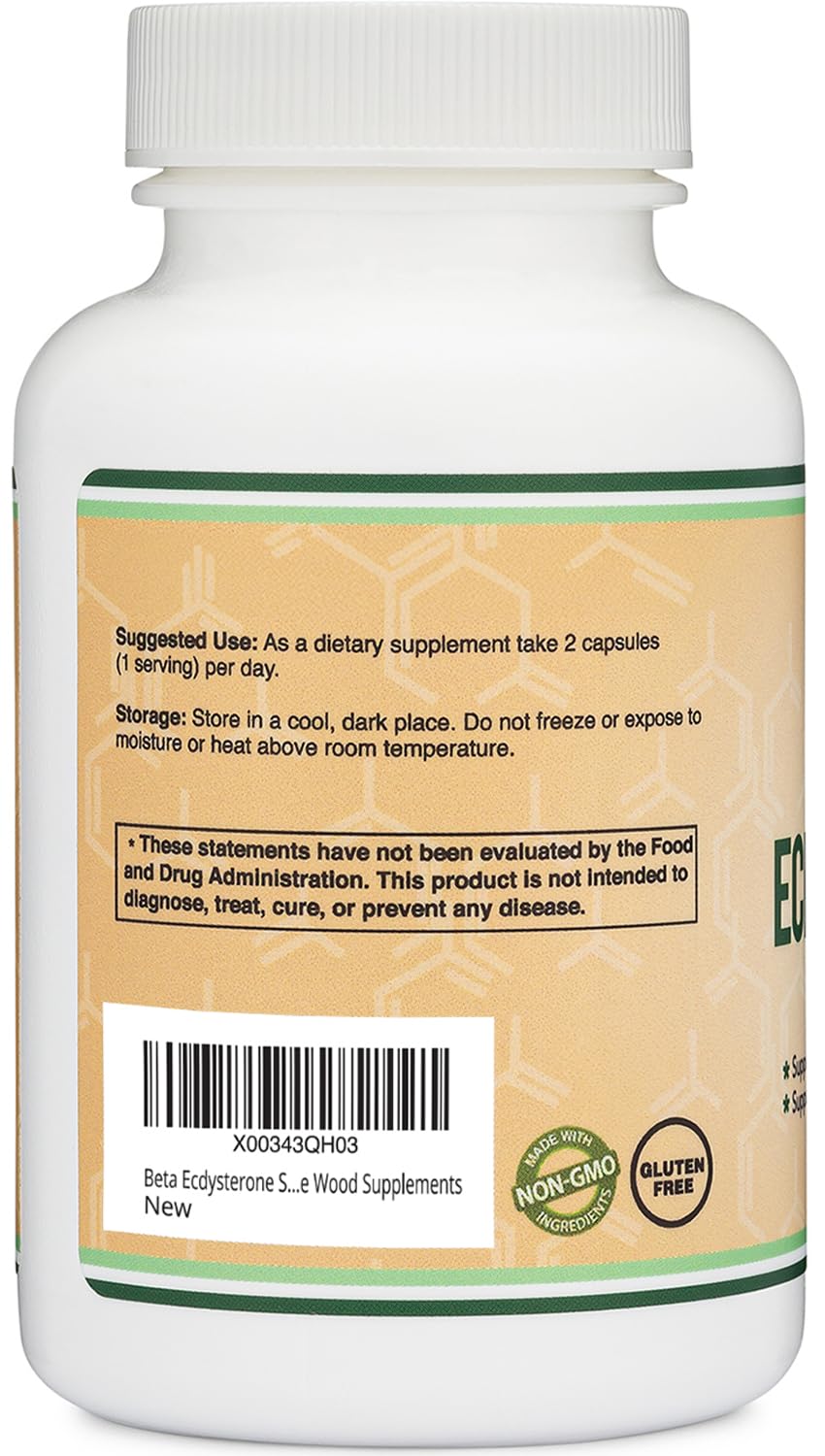 Beta Ecdysterone Supplement - 500mg Per Serving (120 Capsules, 60 Servings) Powerful Plant Anabolic to Support Men's Health (Non-GMO and Gluten Free) by Double Wood