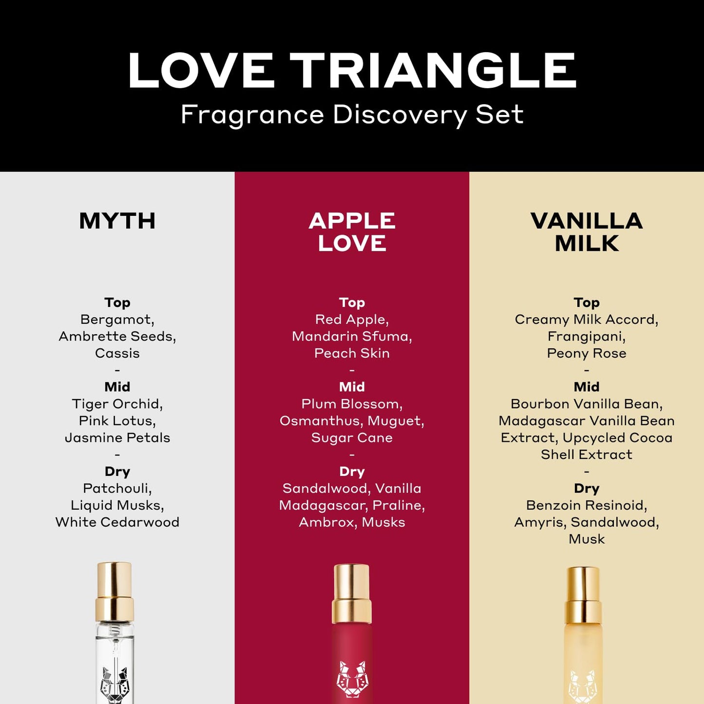 Ellis Brooklyn LOVE TRIANGLE Rollerball Trio - Clean Perfume for Women, APPLE LOVE, VANILLA MILK, MYTH Rollerball Perfume Travel Size Perfume Gift Set