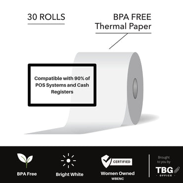 3 1/8” x 230' Thermal Paper Rolls - BPA FREE – MADE IN USA - Receipt paper rolls – Point of Sale Cash Register - Thermal printer paper - Credit Card Paper - for POS systems (1 Case - 30 Rolls)