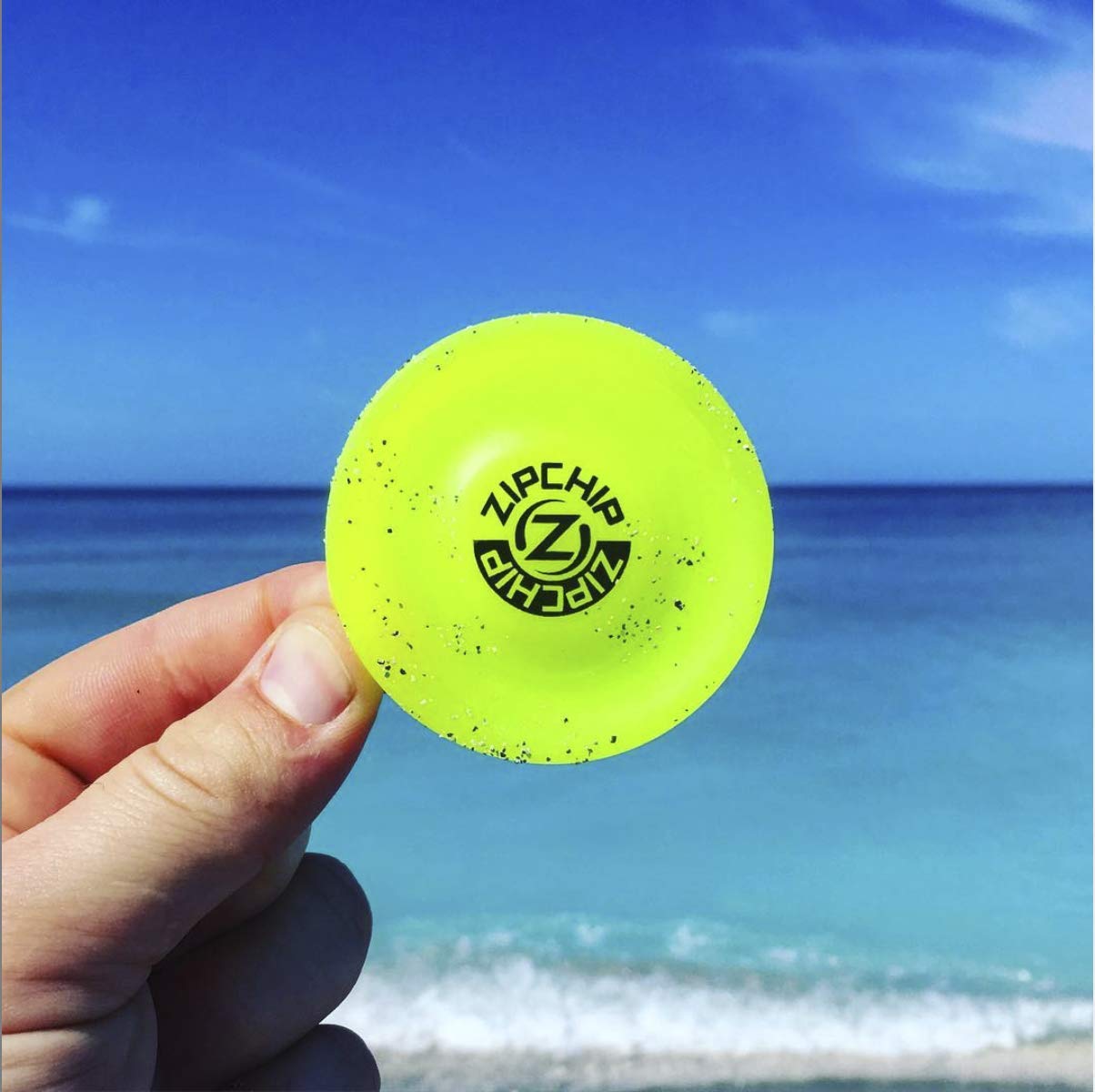 ZipChip - The Original - Made in USA - Mini Flying disc - Soft Rubber - Pocket Size - Lightweight - Indoors/Outdoors - Floats in Water - Unique sidearm Throw - Patented