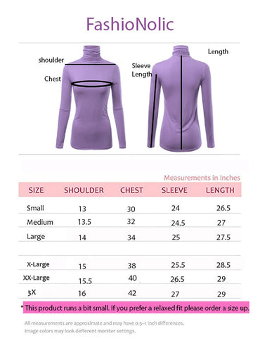 FASHIONOLIC Womens Long Sleeve Light Weight Turtleneck Top Sweater (S-3X, Made in USA) (CLLT003) DK.Royal Medium