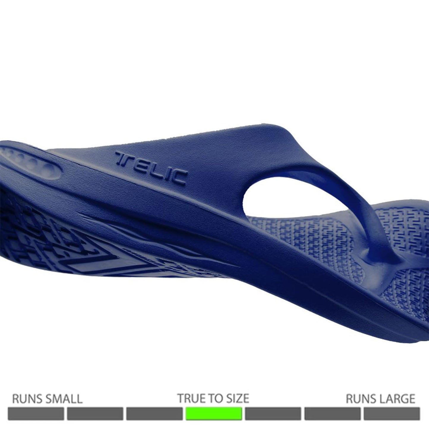 Telic Unisex Energy Made in USA Pillow-Soft, Supportive, Lightweight, Waterproof Arch Support Flip Flops for Beach & Pool, Deep Ocean