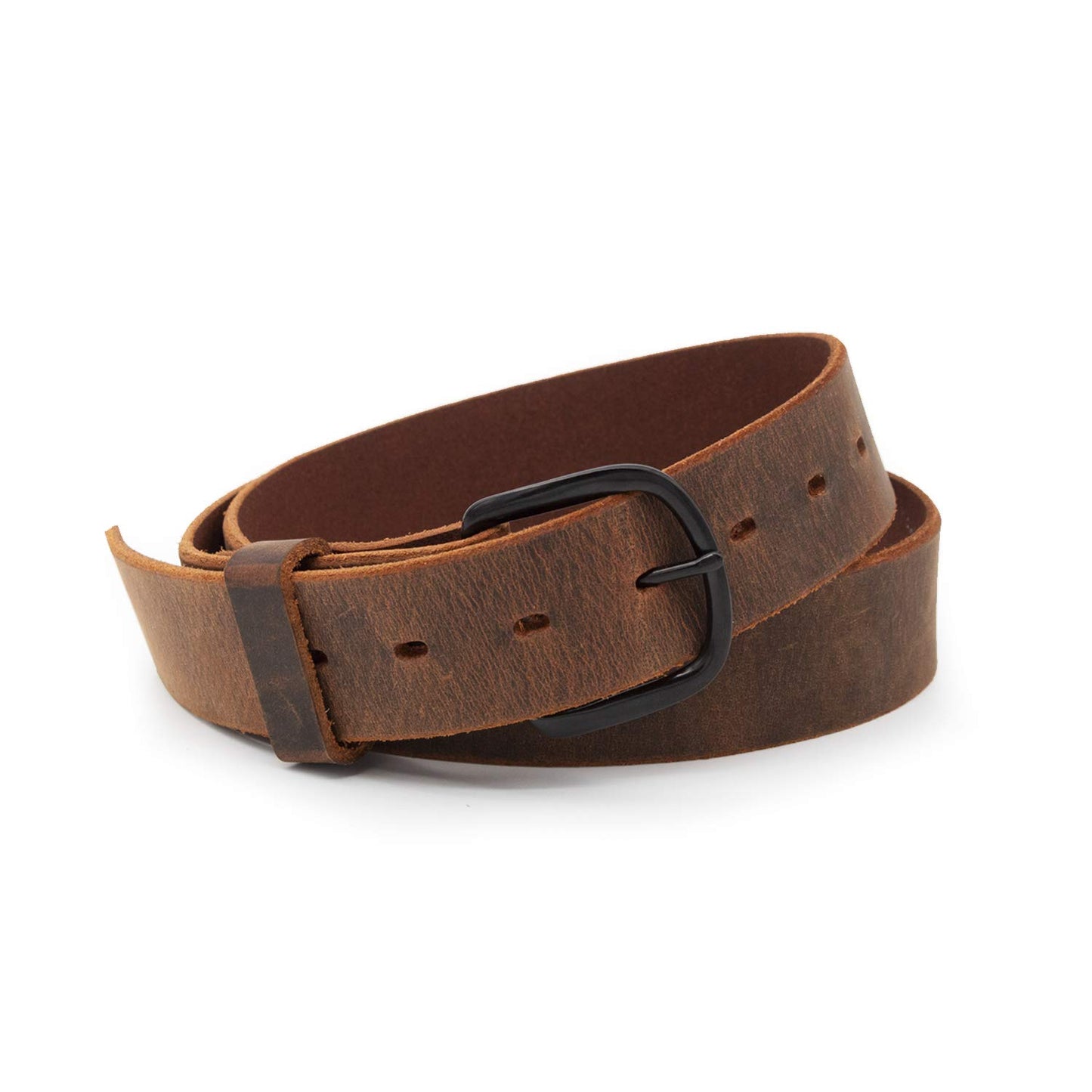 Main Street Forge Bootlegger Leather Belt | Made in USA | Brown with Black Buckle - 40