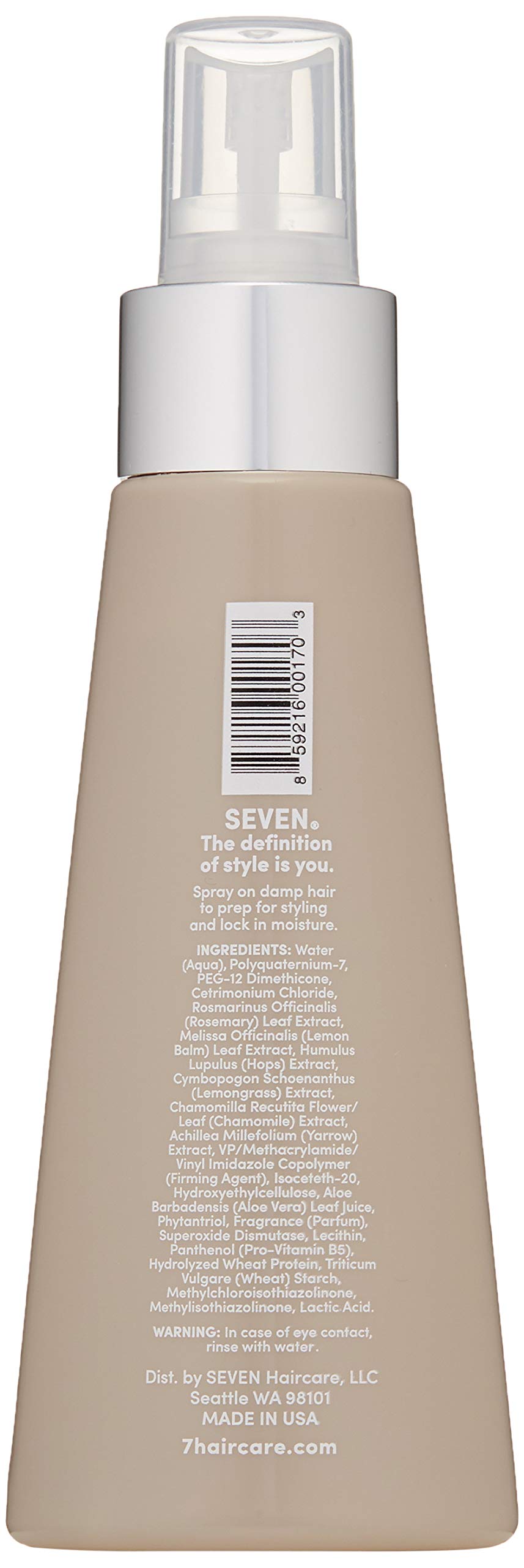 SEVEN Hair Care Satara Seal Heat Protection Spray for Hair, Lightweight Hairspray for Women, Cuticle Sealer Locks Moisture, Anti Frizz, Thermal Damage Defense, Ideal Heat Protectant for Styling, 3.2oz