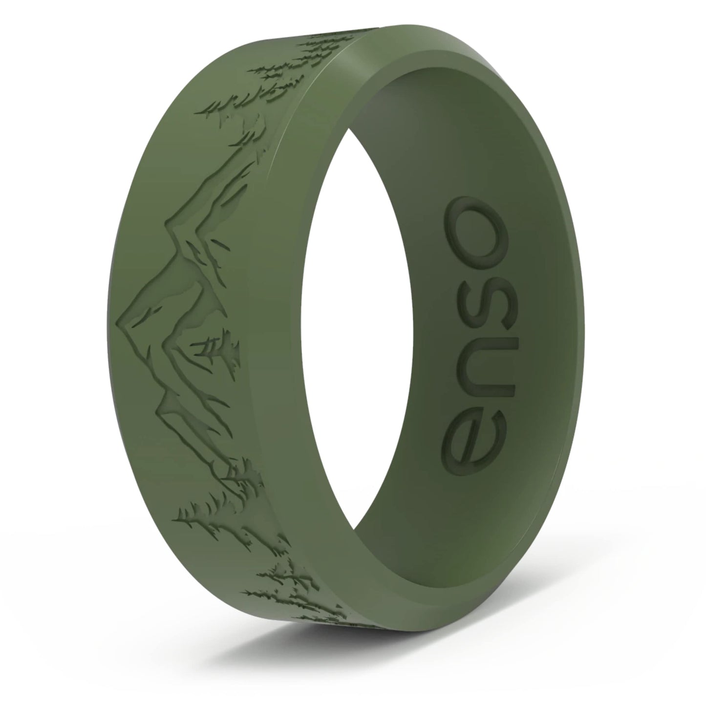 Enso Rings Etched Bevel Silicone Wedding Ring - Comfortable and Flexible Design for Active Lifestyle - Pine Peak
