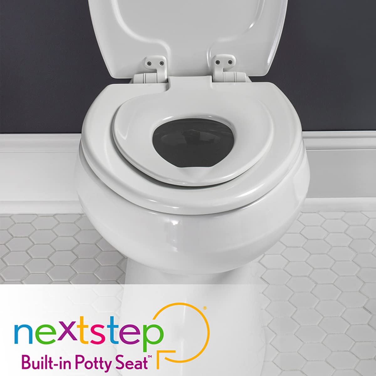 Mayfair NextStep2 Toilet Seat with Toddler Potty Training Seat Built-In, Slow Close, Easy Clean, Magnetic Removable Kids Seat, Made in USA