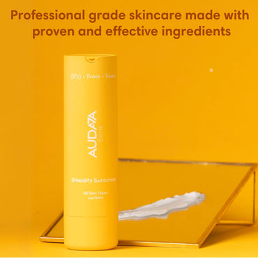 AUDAJA Shieldify Mineral Sunscreen SPF 50 with Zinc Oxide & 7% Titanium Dioxide – Broad Spectrum UV Protection with Hyaluronic Acid –Anti-Aging & Anti-Acne, Made in USA, Cruelty-Free