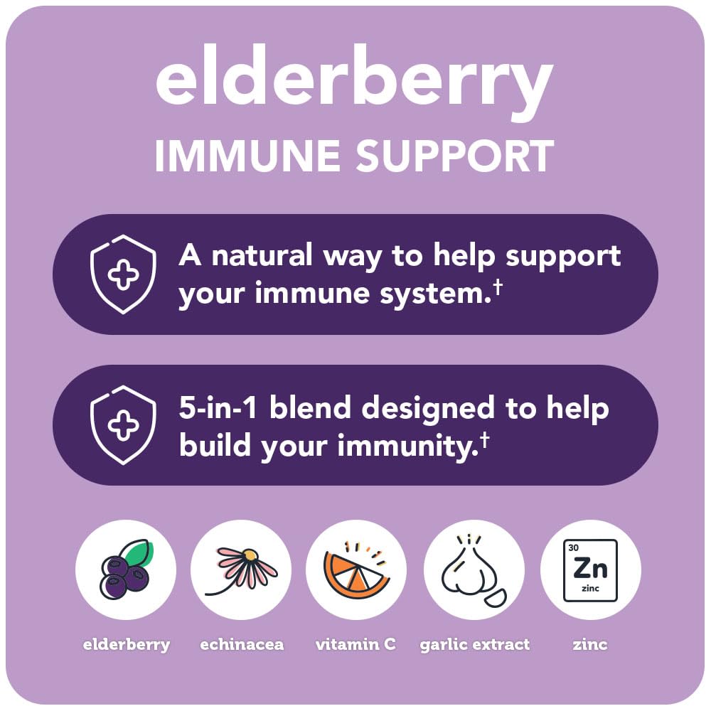 Vitamin Bounty Elderberry Organic Elderberry Capsules for Adults - Vitamin C and Zinc Supplement, & Echinacea, Immune System Support, Advanced 5-in-1 Blend, Non-GMO - 60 Capsules