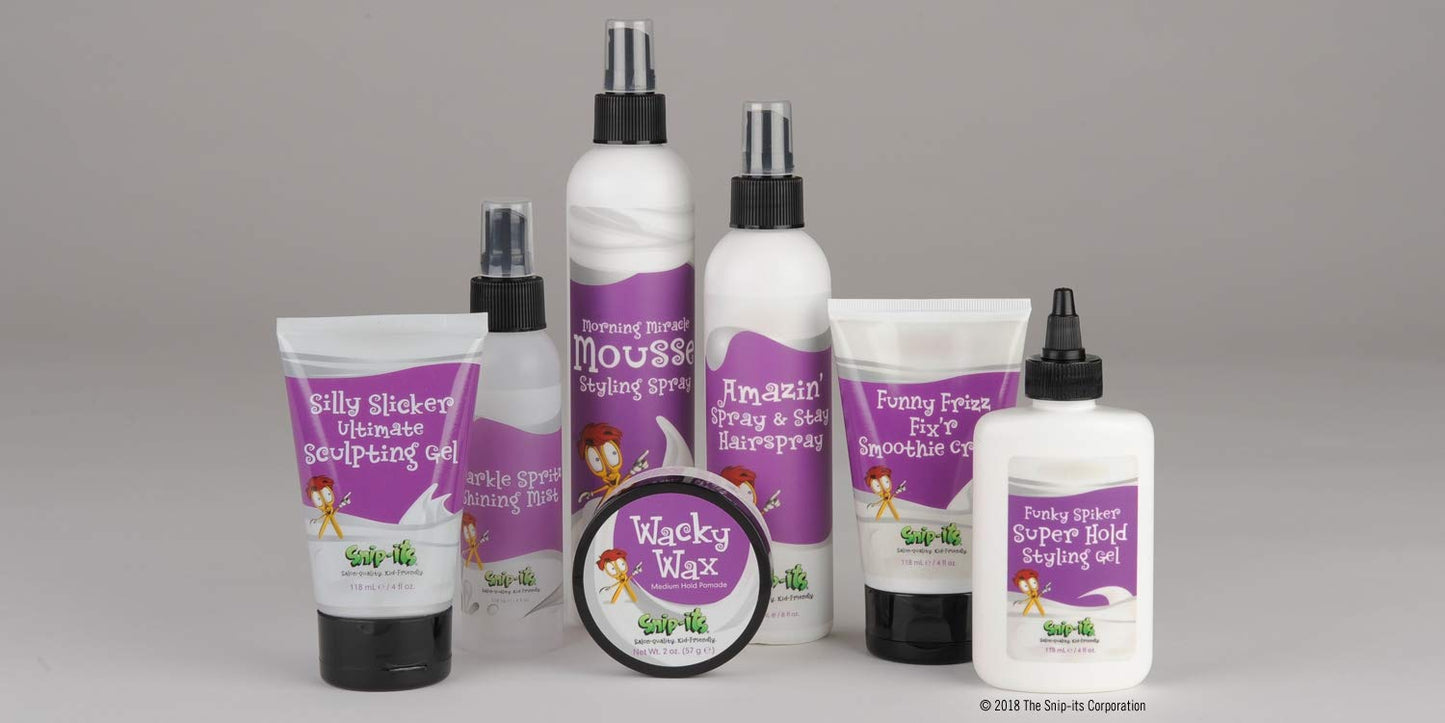 Snip-its Funny Frizz Fix’r Crème 4oz – Curly Hair Product for Natural Shine and bounce - All Natural Frizz Control Hair Product for Kids Made in USA | Salon Quality Kid Friendly