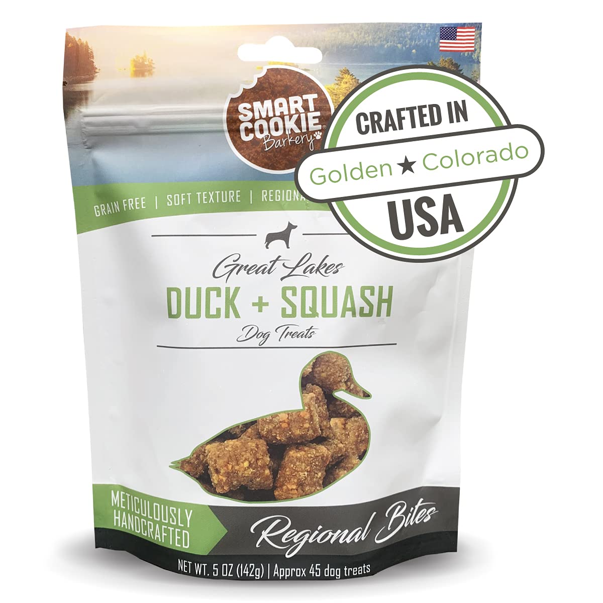 Smart Cookie All Natural Soft Dog Treats - Duck & Squash - Training Treats for Dogs with Allergies or Sensitive Stomachs - Grain Free Dog Treats, Chewy, Human-Grade, Made in USA - 5oz Bag
