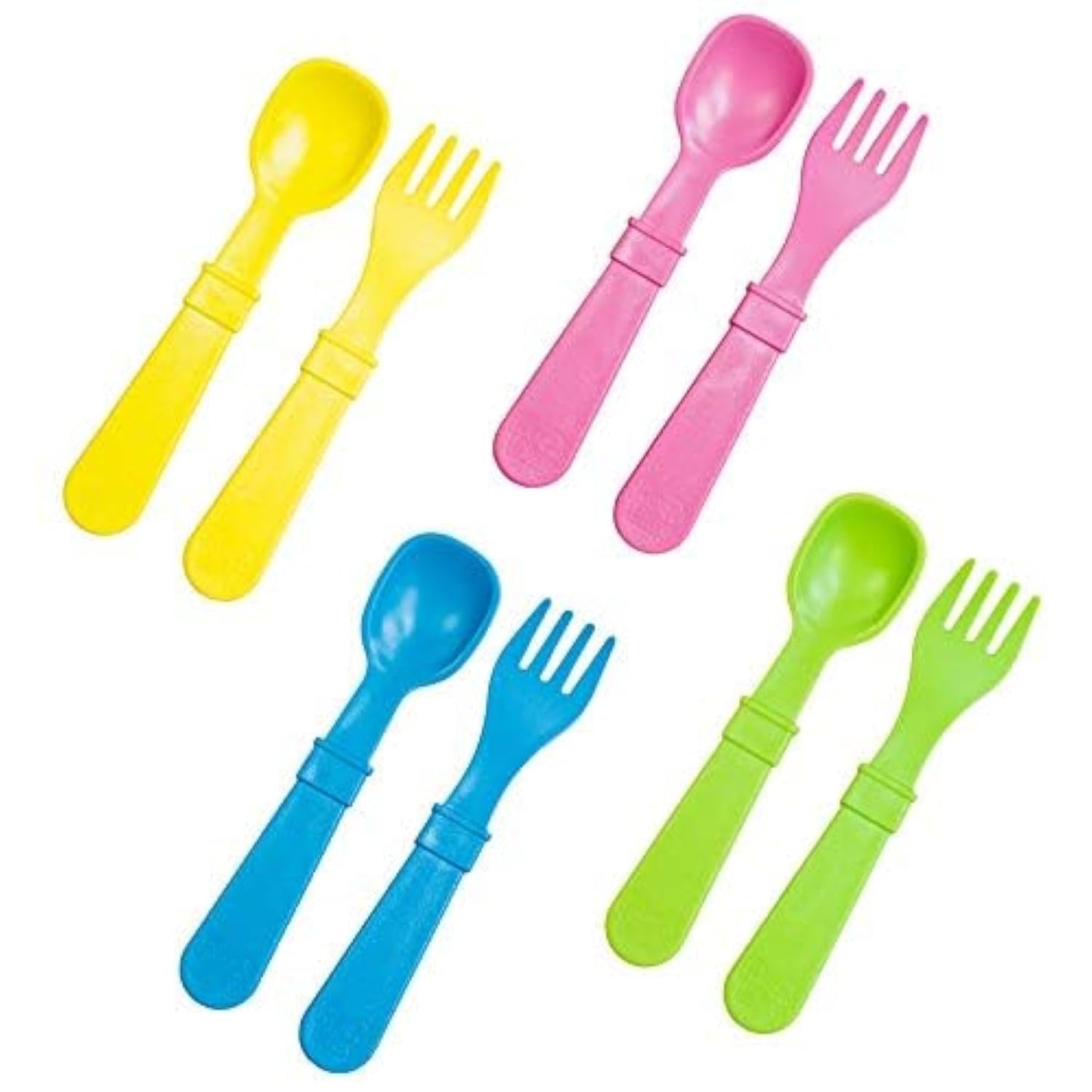 Re-Play Toddler Forks and Spoons Set - 4x4 Toddler Utensils Set - Dishwasher and Microwave Safe - Made in USA - Set of 8-5.8" x 1.2" x 0.2" - Easter