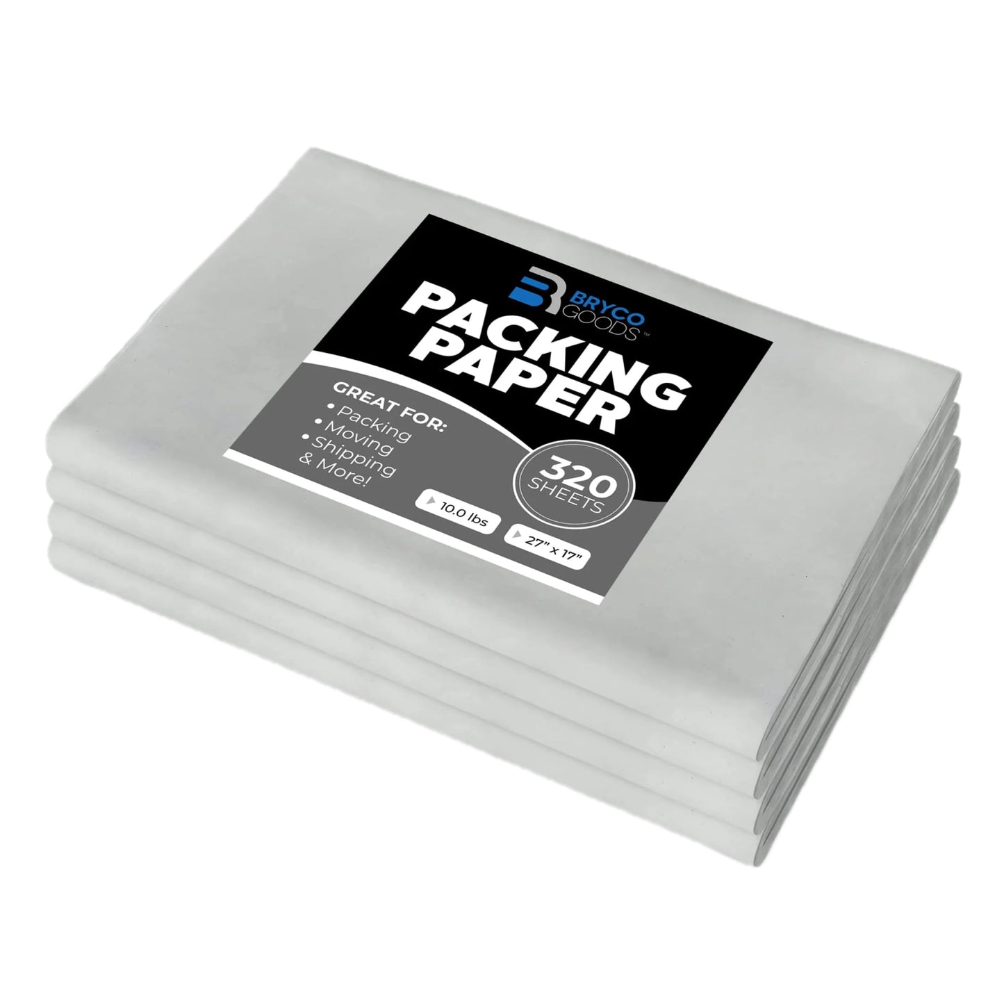 Bryco Goods Newsprint Packing Paper Sheets for Moving - 10lb - 320 Sheets of Newspaper Paper - Wrapping and Protecting Fragile Items, Box Filler, Shipping Supplies - Made in the USA