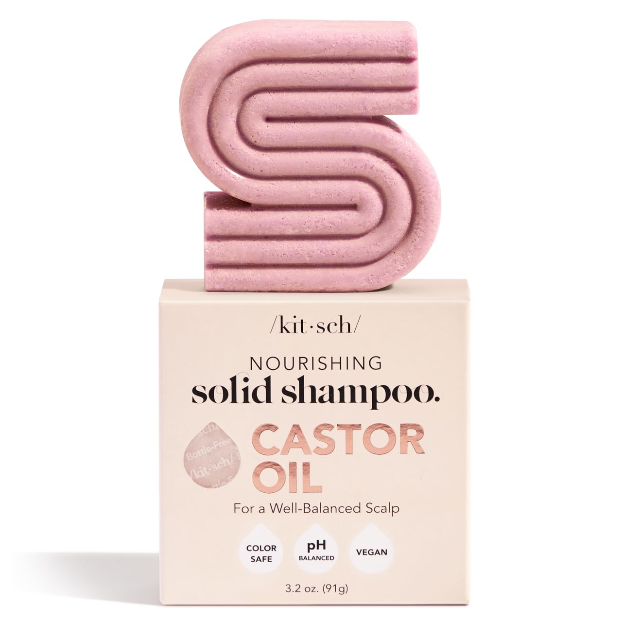 Kitsch Castor Oil Shampoo Bar Soap for Hair Care - Organic Castor Oil Solid Shampoo for Hair Growth & Scalp Nourishment - Hydrating & Moisturizing - Vegan, Paraben-Free, Made in USA - 3.2oz