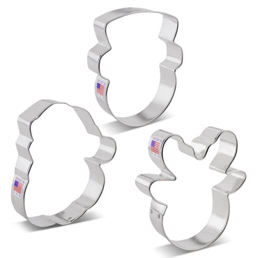 Ann Clark Cookie Cutters Faces of Christmas Cookie Cutters 3-Pc. Set Made in USA, Santa Face, Reindeer Face, Snowman Face