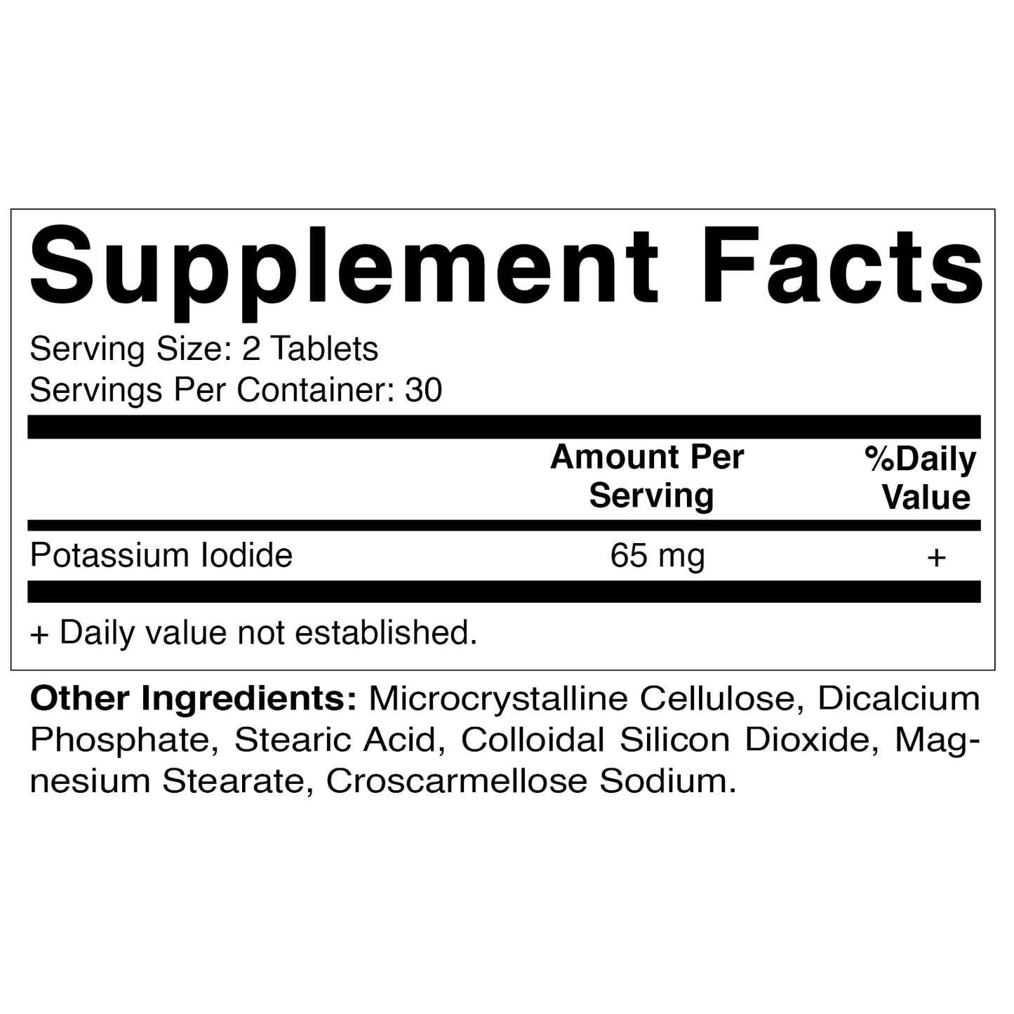 Vitamatic Potassium Iodide 65 mg per Serving - 60 Tablets - Thyroid Support - KI Pills (60 Count (Pack of 2))