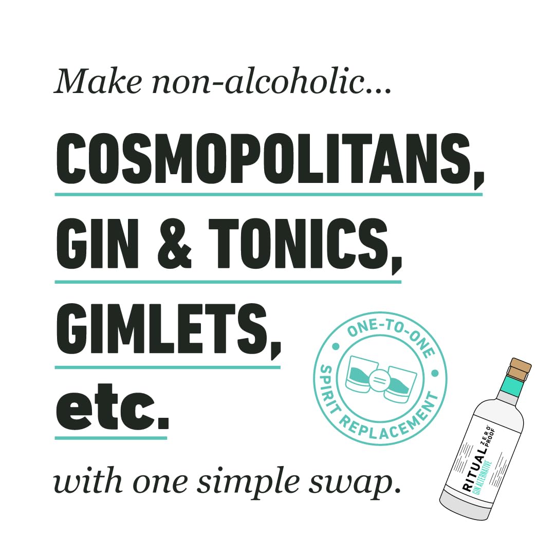 RITUAL ZERO PROOF Gin Alternative | Award-Winning Non-Alcoholic Spirit | 25.4 Fl Oz (750ml) | Zero Calories | Sustainably Made in USA | Make Delicious Alcohol Free Cocktails
