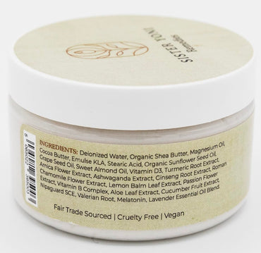 Sister Yoni Magnesium Cream for Sleep - Lavender, Valerian Root, Vitamin D3 & Melatonin - Calming Natural Topical Magnesium Lotion Butter - Handcrafted in Small Batches in the USA