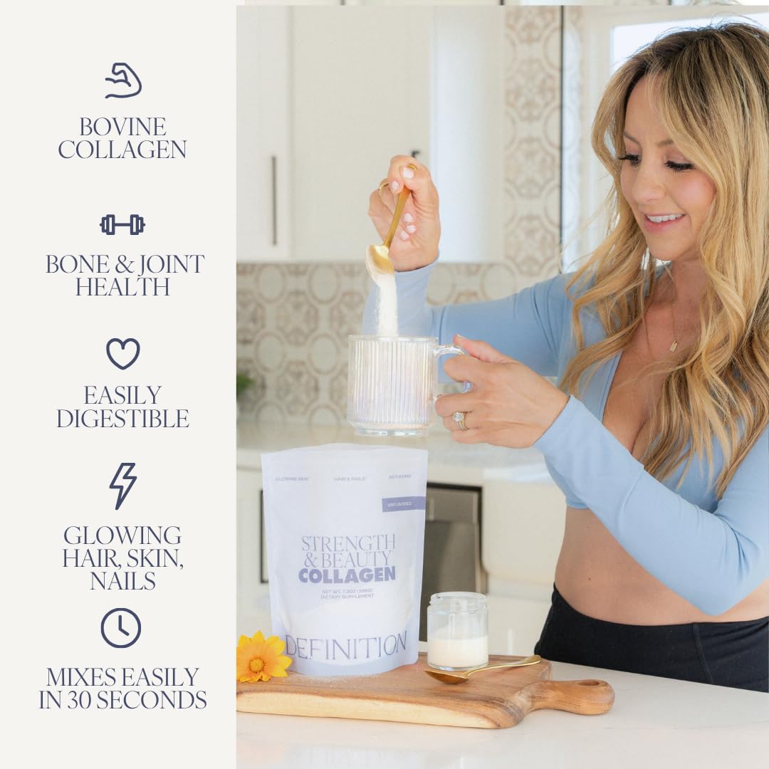 Collagen Powder for Women, Beauty Blend with Vitamin C, Biotin & Hyaluronic Acid, Supports Hair, Skin & Nails, 20 Servings, Grass-Fed Bovine, Unflavored