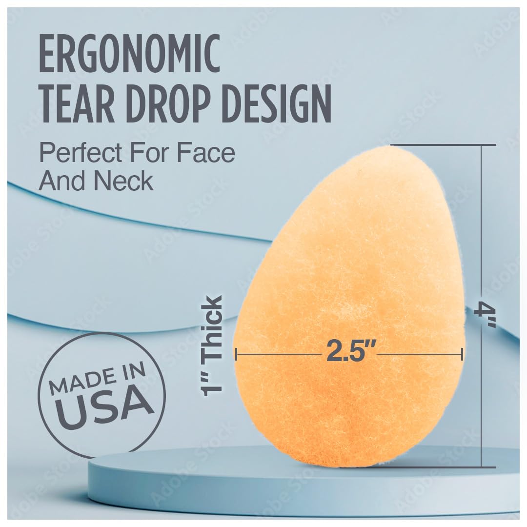 HartFelt 2ct Tear Drop Gentle Face Scrubber for Women | Reusable Facial Sponges for Daily Cleansing | Facial Exfoliating Pads for Removing Dead Skin, Dirt & Makeup | Made in USA
