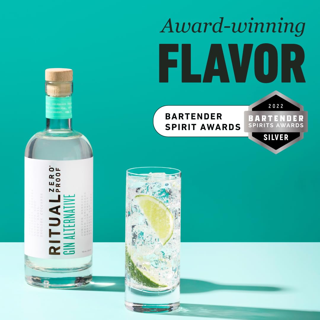 RITUAL ZERO PROOF Gin Alternative | Award-Winning Non-Alcoholic Spirit | 25.4 Fl Oz (750ml) | Zero Calories | Sustainably Made in USA | Make Delicious Alcohol Free Cocktails