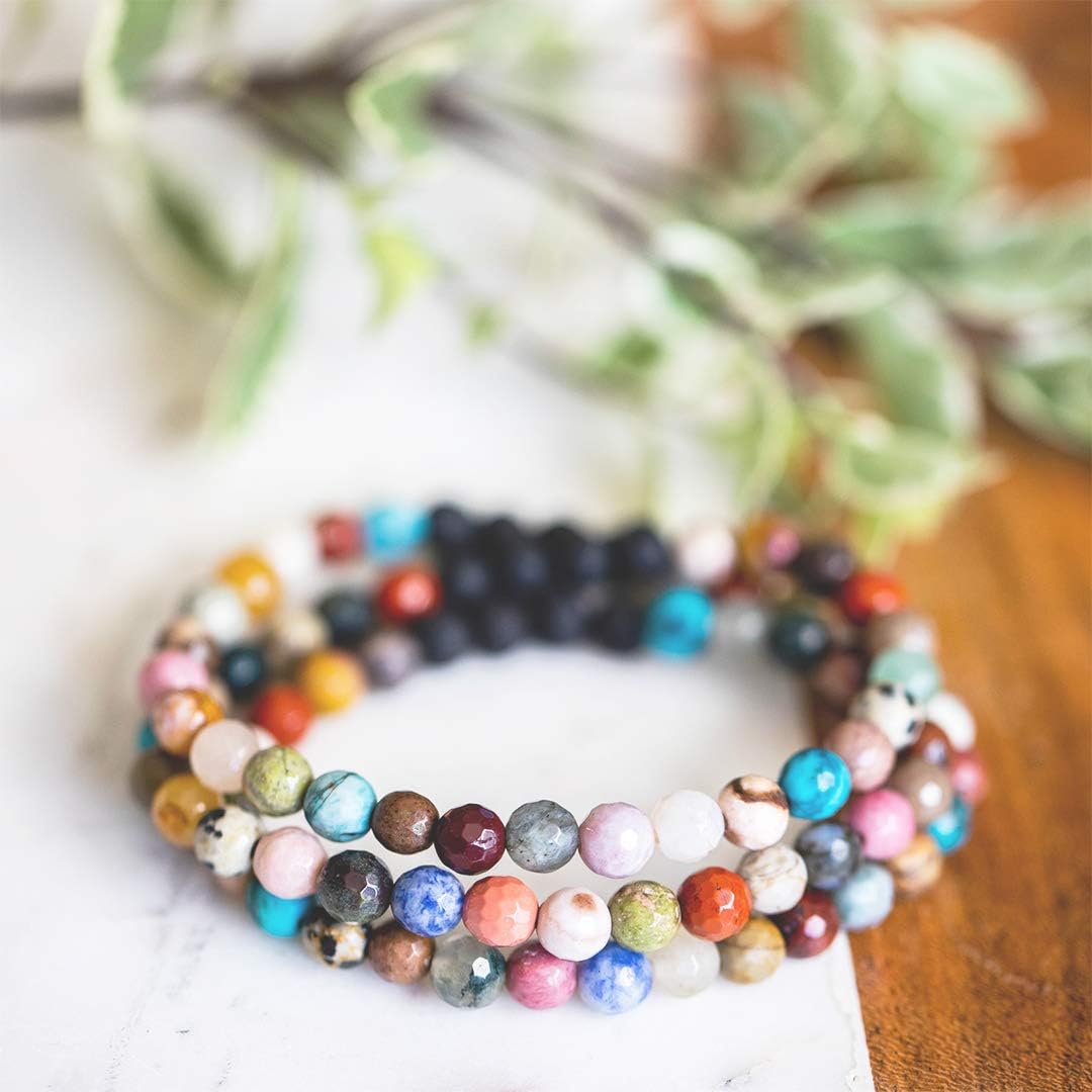 Subherban Essential Oil Lava Rock Diffuser Bracelet - HANDMADE IN THE USA - Aromatherapy Gemstone Bracelets for Women - Relaxation Gift for Women