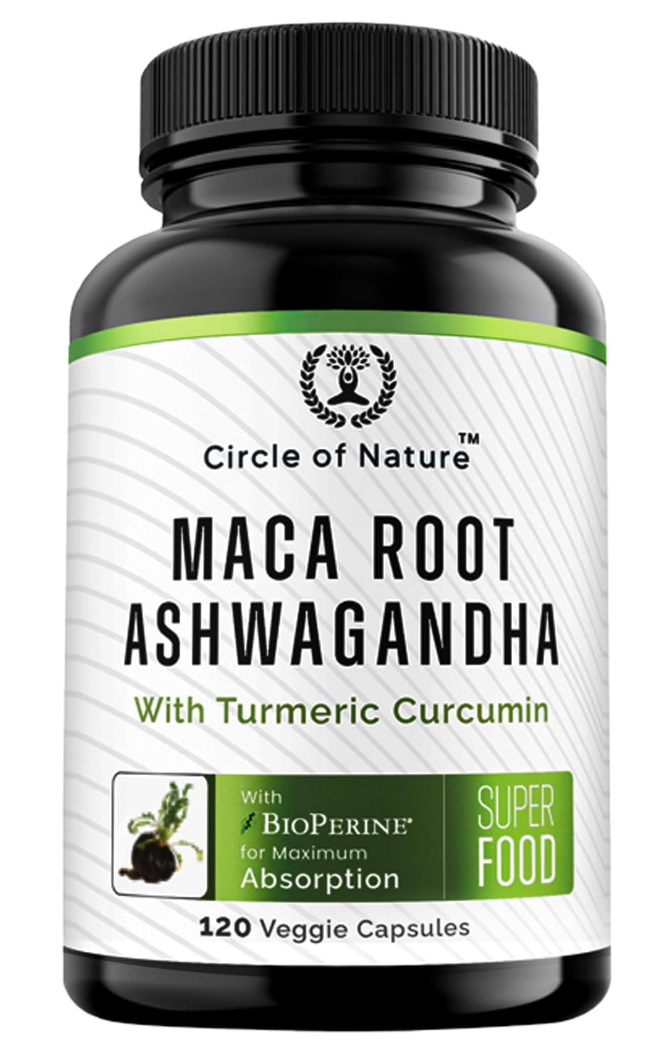 Maca Root, Ashwagandha Root Extract, Capsules for Men & Women with Turmeric Curcumin and Bioperine 120 Capsules Made in USA