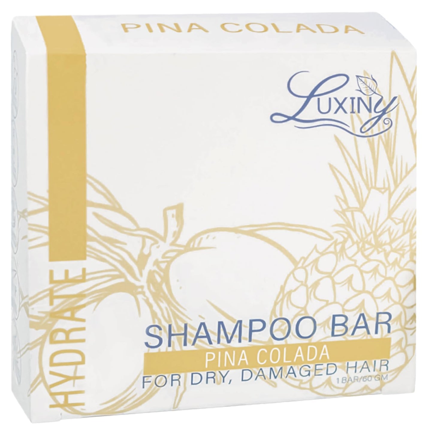 Luxiny Pina Colada Shampoo Bar for Dry & Damaged Hair – Vegan, Sulfate-Free, Moisturizing & Nourishing – Best for Curly & Frizzy Hair – Made in the USA, Up to 60 Washes, Ideal Travel Shampoo