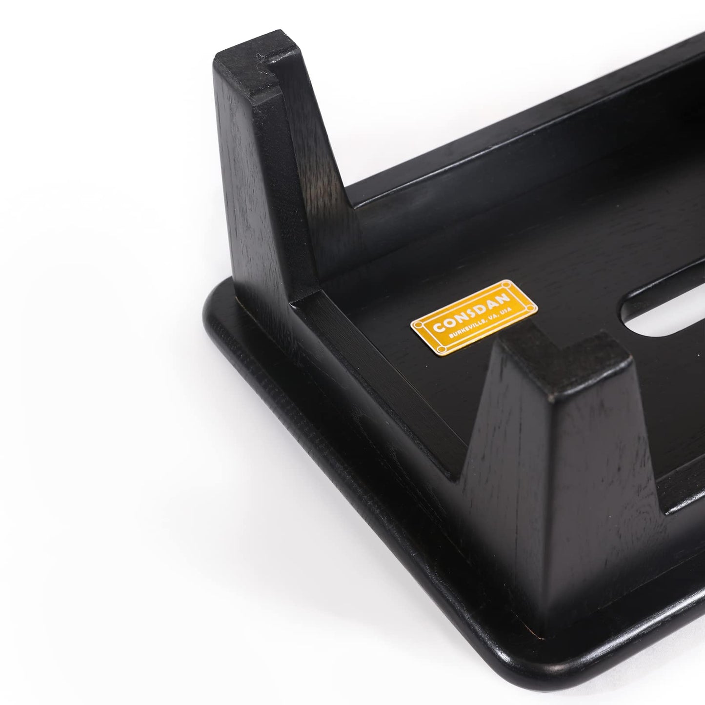 CONSDAN Step Stool for Bed - USA Grown Oak, Wooden Stool for Adults and Seniors, 6.5" High, Non-Slip Mat, No Assembly Needed, Solid Wood, Black Color