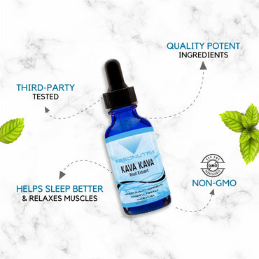 Absonutrix Kava Kava Root Extract Liquid Form 590 mg per serving 4 Oz, Made in USA, Quick Absorption, Quality Potent Ingredients, Non-GMO, GMP Certified Facility, Cruelty-Free Products